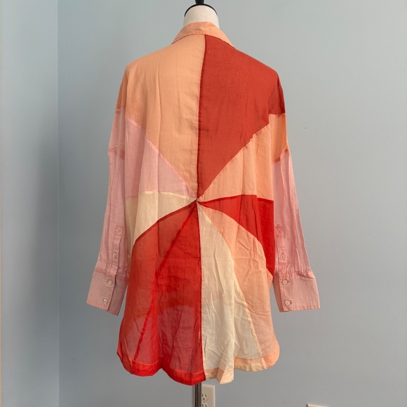 Free People Rainbow Rays Button Up Oversized Tunic Size XS - Picture 5 of 10